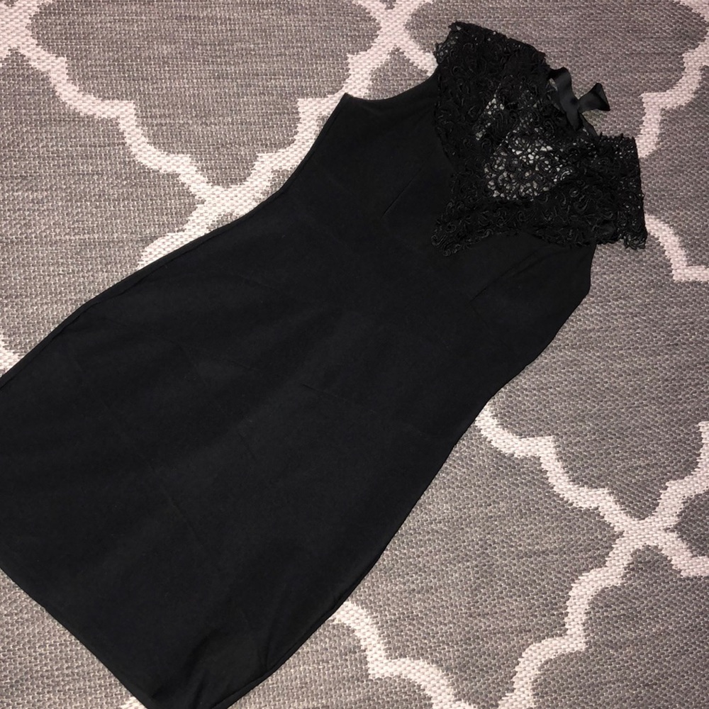 Black mini dress with lace
